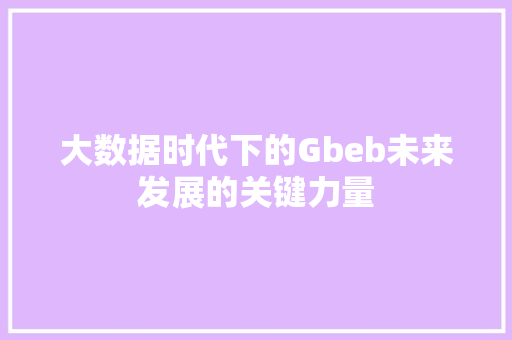 大数据时代下的Gbeb未来发展的关键力量  第1张