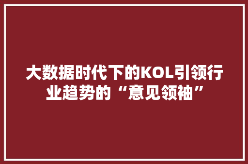 大数据时代下的KOL引领行业趋势的“意见领袖”