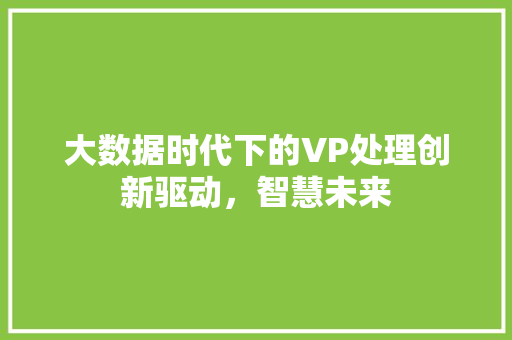 大数据时代下的VP处理创新驱动，智慧未来  第1张