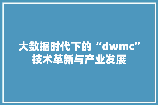 大数据时代下的“dwmc”技术革新与产业发展  第1张