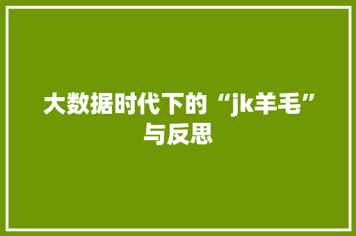 大数据时代下的“jk羊毛”与反思