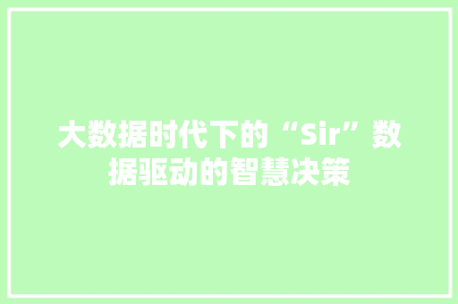 大数据时代下的“Sir”数据驱动的智慧决策  第1张