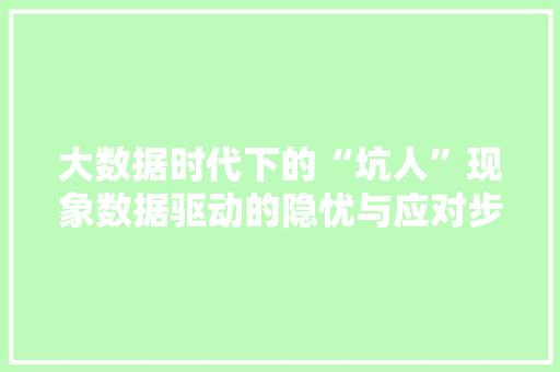 大数据时代下的“坑人”现象数据驱动的隐忧与应对步骤