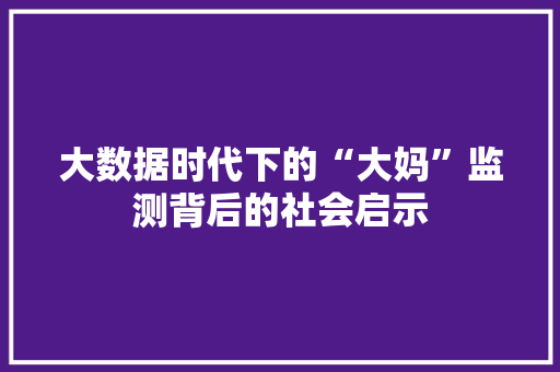 大数据时代下的“大妈”监测背后的社会启示