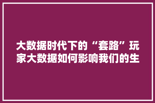 大数据时代下的“套路”玩家大数据如何影响我们的生活