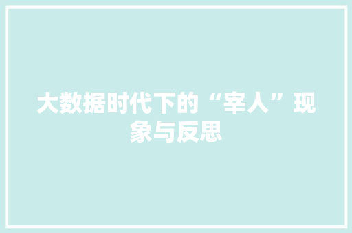 大数据时代下的“宰人”现象与反思  第1张