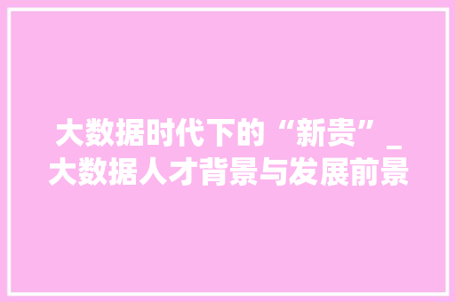 大数据时代下的“新贵”_大数据人才背景与发展前景  第1张