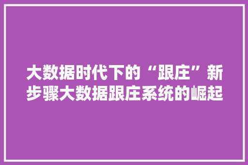 大数据时代下的“跟庄”新步骤大数据跟庄系统的崛起与运用