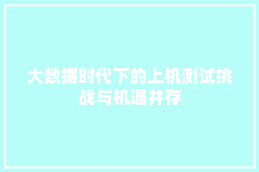 大数据时代下的上机测试挑战与机遇并存