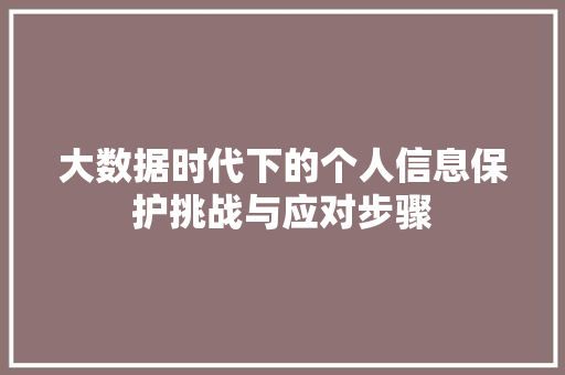 大数据时代下的个人信息保护挑战与应对步骤  第1张