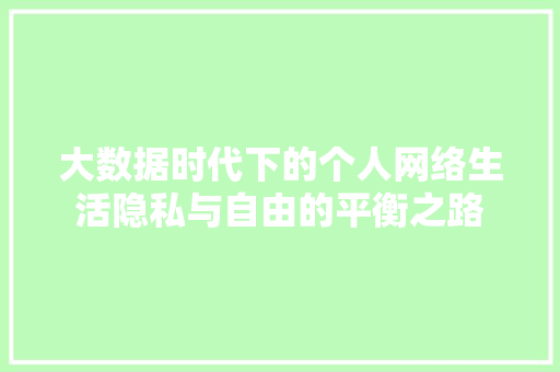 大数据时代下的个人网络生活隐私与自由的平衡之路  第1张