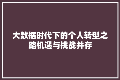 大数据时代下的个人转型之路机遇与挑战并存