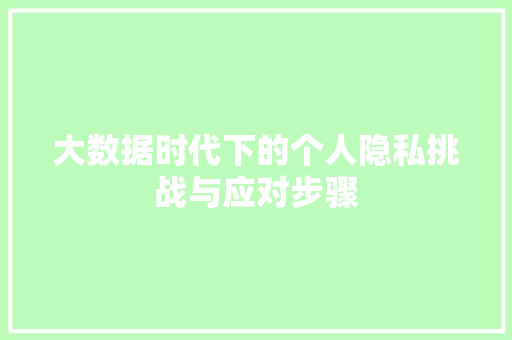大数据时代下的个人隐私挑战与应对步骤  第1张