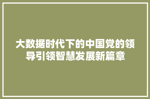 大数据时代下的中国党的领导引领智慧发展新篇章