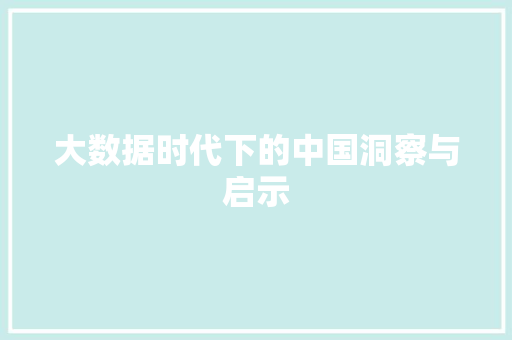 大数据时代下的中国洞察与启示  第1张