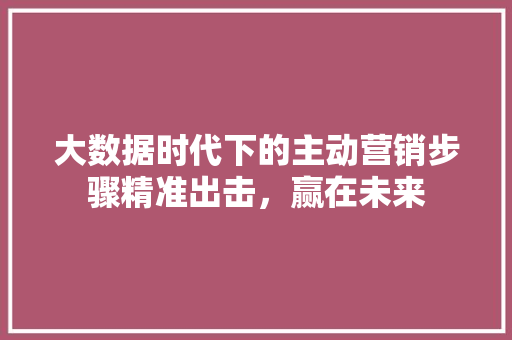 大数据时代下的主动营销步骤精准出击，赢在未来  第1张