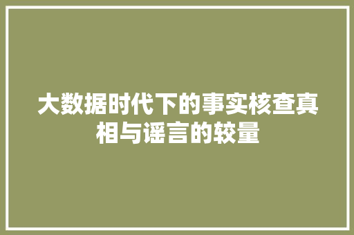 大数据时代下的事实核查真相与谣言的较量  第1张