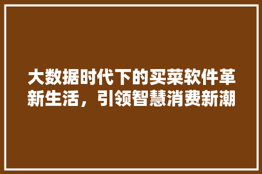 大数据时代下的买菜软件革新生活，引领智慧消费新潮流  第1张