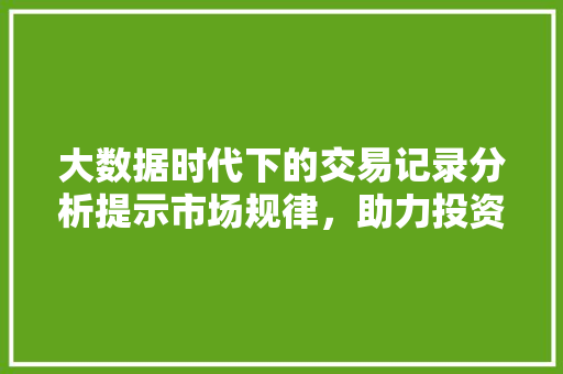 大数据时代下的交易记录分析提示市场规律，助力投资决策  第1张
