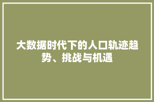 大数据时代下的人口轨迹趋势、挑战与机遇  第1张