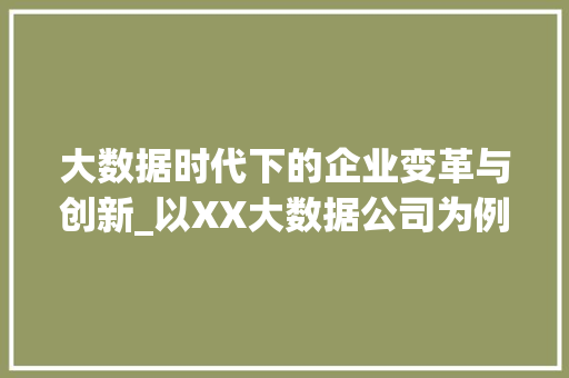 大数据时代下的企业变革与创新_以XX大数据公司为例  第1张