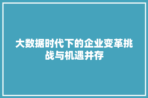大数据时代下的企业变革挑战与机遇并存  第1张
