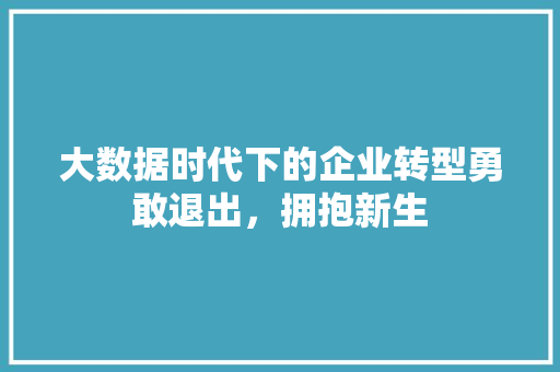 大数据时代下的企业转型勇敢退出，拥抱新生  第1张