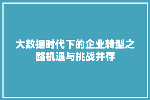 大数据时代下的企业转型之路机遇与挑战并存