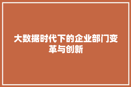 大数据时代下的企业部门变革与创新  第1张