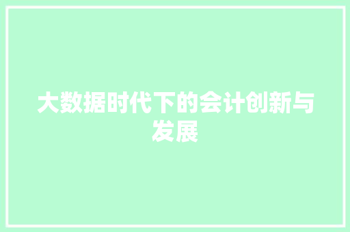 大数据时代下的会计创新与发展  第1张