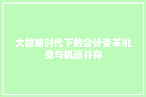 大数据时代下的会计变革挑战与机遇并存  第1张