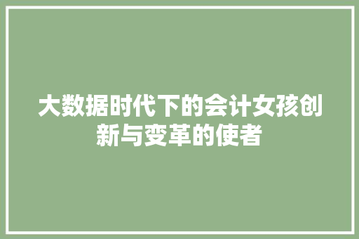 大数据时代下的会计女孩创新与变革的使者  第1张