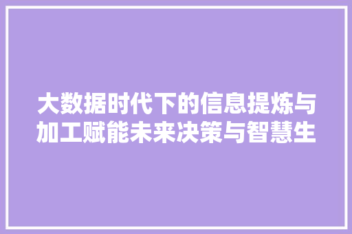 大数据时代下的信息提炼与加工赋能未来决策与智慧生活