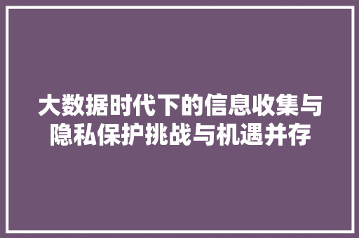 大数据时代下的信息收集与隐私保护挑战与机遇并存  第1张