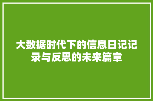 大数据时代下的信息日记记录与反思的未来篇章