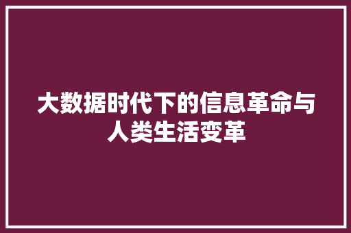 大数据时代下的信息革命与人类生活变革
