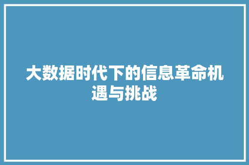 大数据时代下的信息革命机遇与挑战  第1张