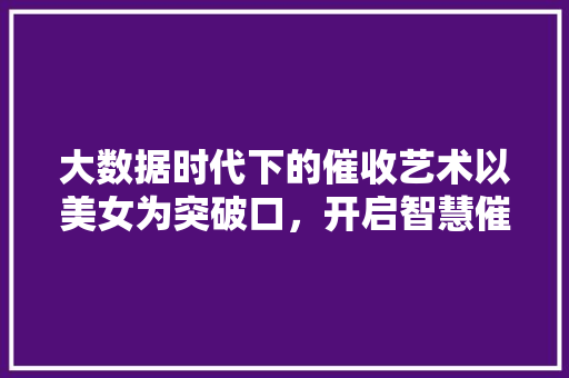 大数据时代下的催收艺术以美女为突破口，开启智慧催款新篇章