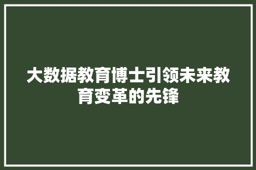 大数据教育博士引领未来教育变革的先锋  第1张