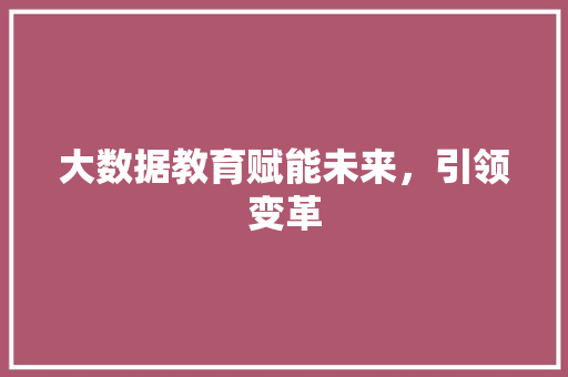 大数据教育赋能未来，引领变革