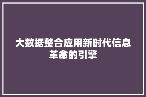 大数据整合应用新时代信息革命的引擎  第1张