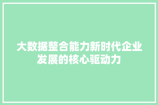 大数据整合能力新时代企业发展的核心驱动力  第1张