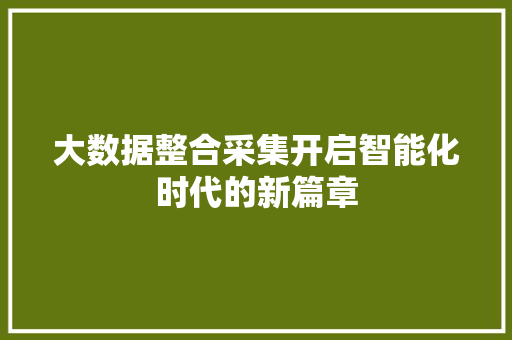 大数据整合采集开启智能化时代的新篇章