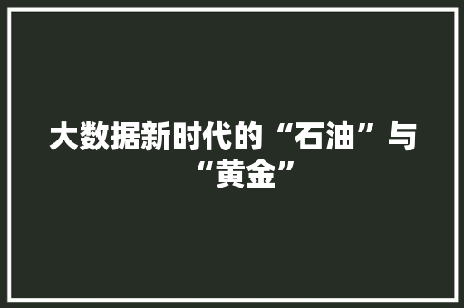 大数据新时代的“石油”与“黄金”  第1张