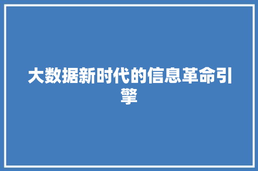 大数据新时代的信息革命引擎  第1张