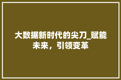 大数据新时代的尖刀_赋能未来，引领变革  第1张