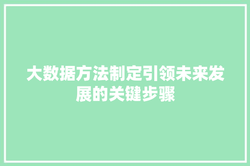 大数据方法制定引领未来发展的关键步骤  第1张