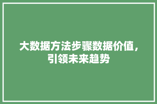 大数据方法步骤数据价值，引领未来趋势  第1张