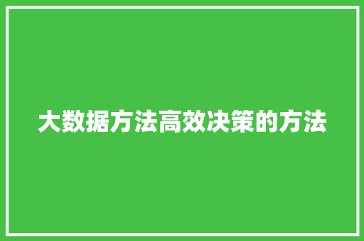 大数据方法高效决策的方法  第1张