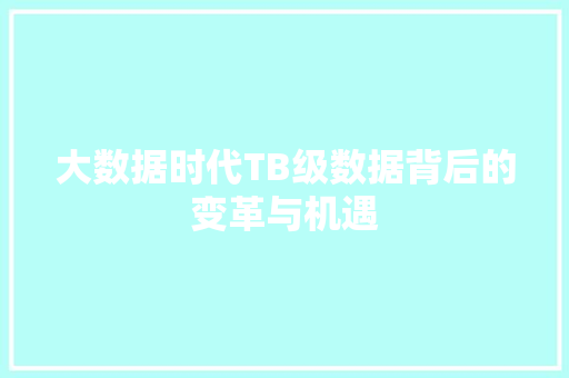 大数据时代TB级数据背后的变革与机遇  第1张